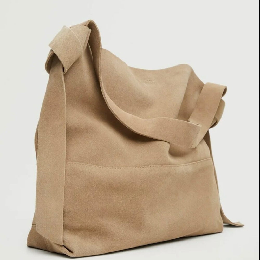 Mango Suede Hobo Tote Shopper
